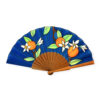 ABANICO DE SEDA FLOR DE AZAHAR _AZUL