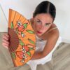 ABANICO DE SEDA FLOR DE AZAHAR_NARANJA